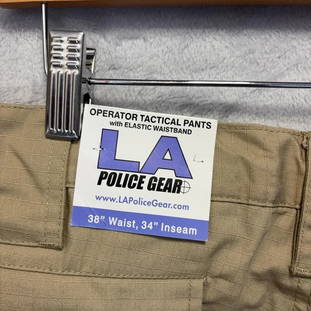 NWT LA Police Gear Operator Tactical Ripstop Pants Mens 38x34 Beige Khakis Cargo